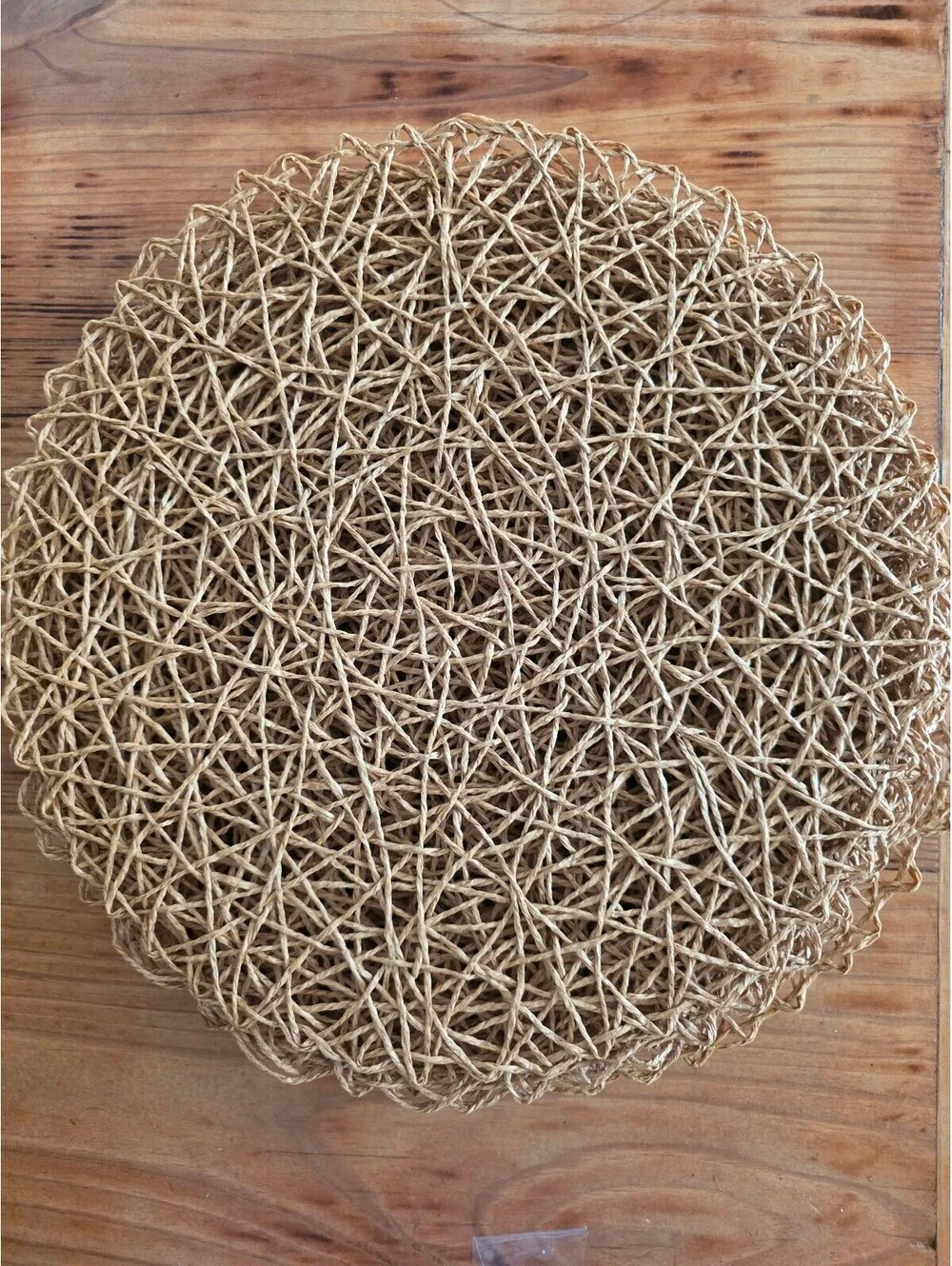 Set of 6 Round Woven Rattan Placemats - Natural Rustic Table Decor
